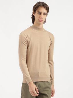 United Colors of Benetton - Men Khaki Regular Fit High Neck Solid Sweater