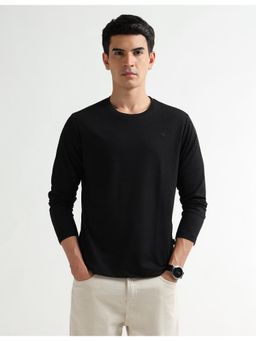 Arrow Newyork - Men Black Textured Regular Fit T-shirt