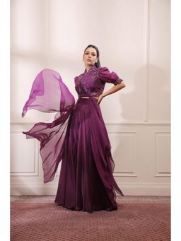 ISHA GUPTA TAYAL - Amethyst Purple Sharara with Asymmetric Hem Kurta