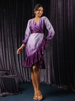B'Infinite - Purple Twilight Ombre Wrap Dress