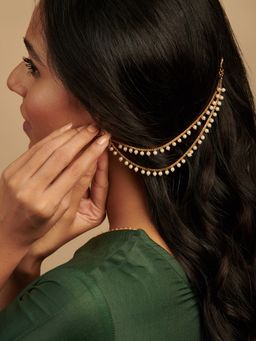 Curio Cottage - 22K Gold Plated Drops of Pearl Dual Ear Chain