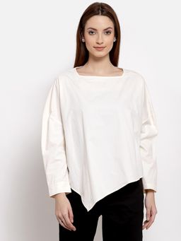 Ayrolane - Ivory Kilter Hem Full Sleeves Top