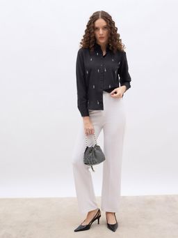 Styli - Women Regular Fit Collar Neck Embellished Shirt