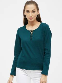 Kibo - Women Solid Criss Cross Top