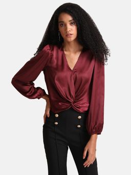Kazo - Maroon Twist Knot Top
