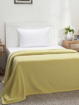 Maspar - Colorart Blaize Solid Weave 256 Gsm Cotton Acid Yellow Bed Cover