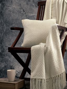 Maspar - Colorart Blaize Solid Weave 256 Gsm Cotton Vanilla Cushion Cover