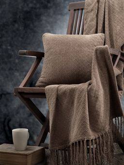 Maspar - Colorart Blaize Solid Weave 256 Gsm Cotton Friar Brown Cushion Cover