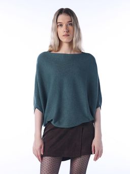 ONLY - Women Teal Textured Oversized Fit Sweater
