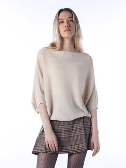 ONLY - Women Beige Textured Oversized Fit Sweater
