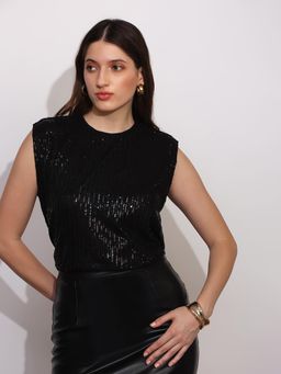 Globus - Women Black Embellished Party Top