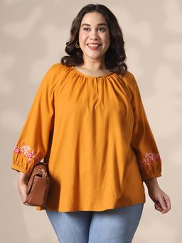 Globus - Women Mustard Embroidered Top