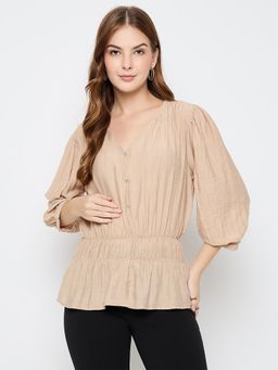 Madame - Women Beige Textured Top