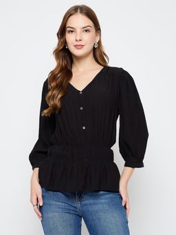 Madame - Women Black Textured Top