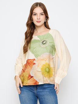 Madame - Women Beige Floral Top