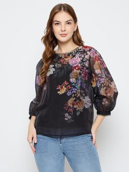 Madame - Women Black Floral Top