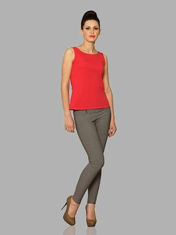 Miss Chase - Women Red Solid Back Bow Top