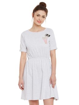 Miss Chase - Women Grey Embroidered Mini Dress