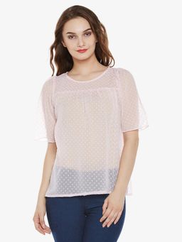 Miss Chase - Women Pink Self Design Top