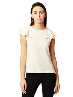 Miss Chase - Women Off-White Textured Top