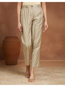 Fabindia - Beige Viscose Silk Formal Kosi Trouser