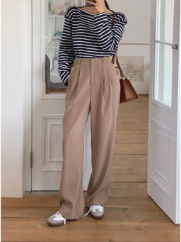 Fnocks - Women Casual High-Waisted Wide-Leg Trouser