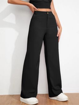 Fnocks - Women Casual High-Waisted Straight-Leg Trouser