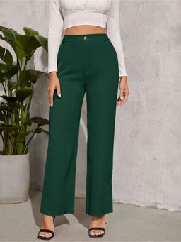 Fnocks - Women Casual High-Waisted Straight-Leg Trouser