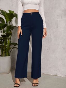 Fnocks - Women Casual High-Waisted Straight-Leg Trouser