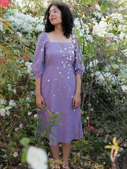 Okhai - Water Lily Hand Embroidered Cotton Dress