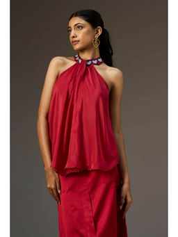 nona - Red Lehr Halter Top