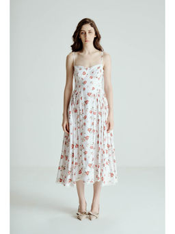 SOTBELLA - White Floral Strappy Midi Dress