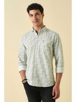 Allen Solly - Men Green Custom Fit Print Full Sleeves Casual Shirt