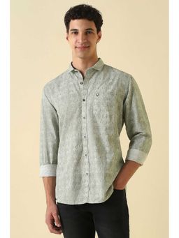 Allen Solly - Men Green Custom Fit Print Full Sleeves Casual Shirt