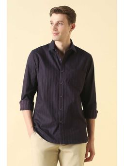 Allen Solly - Men Purple Classic Fit Textured Full Sleeves Casual Shirt