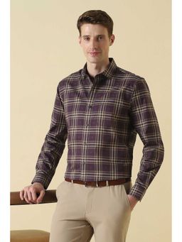 Allen Solly - Men Purple Classic Fit Check Full Sleeves Casual Shirt