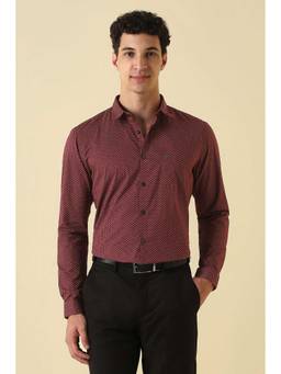 Allen Solly - Men Maroon Print Full Sleeves Formal Shirt