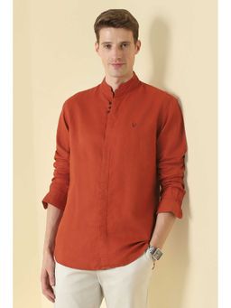 Allen Solly - Men Red Regular Fit Solid Full Sleeves Casual Shirt