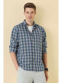 Allen Solly - Men Blue Classic Fit Check Full Sleeves Casual Shirt