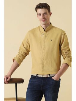 Allen Solly - Men Yellow Ochre Classic Fit Solid Full Sleeves Casual Shirt