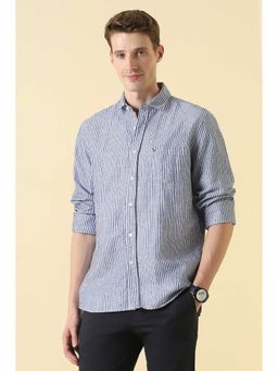 Allen Solly - Men Blue Sport Fit Stripe Full Sleeves Casual Shirt