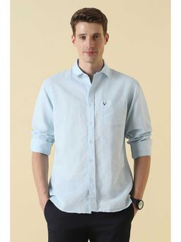 Allen Solly - Men Light Blue Classic Fit Solid Full Sleeves Casual Shirt