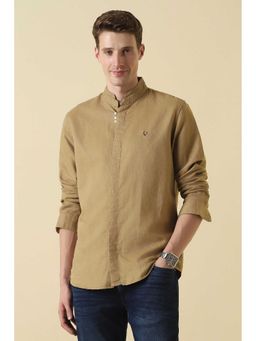 Allen Solly - Men Khaki Regular Fit Solid Full Sleeves Casual Shirt