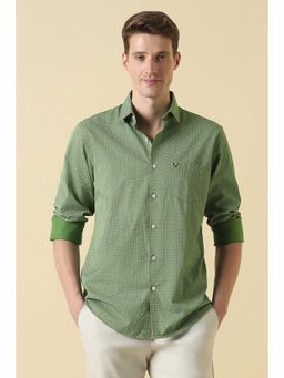 Allen Solly - Men Green Classic Fit Textured Full Sleeves Casual Shirt