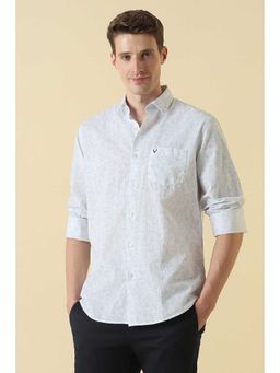 Allen Solly - Men White Classic Fit Print Full Sleeves Casual Shirt
