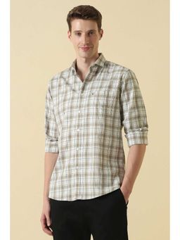 Allen Solly - Men Beige Classic Fit Check Full Sleeves Casual Shirt
