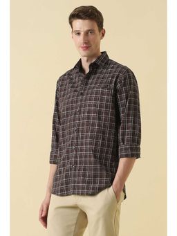 Allen Solly - Men Brown Classic Fit Check Full Sleeves Casual Shirt