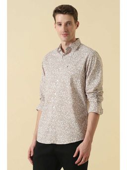 Allen Solly - Men Brown Classic Fit Print Full Sleeves Casual Shirt