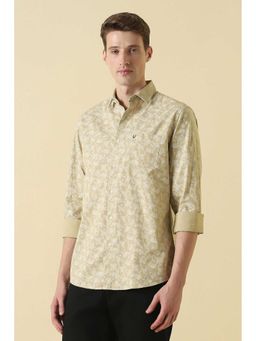 Allen Solly - Men Beige Classic Fit Print Full Sleeves Casual Shirt