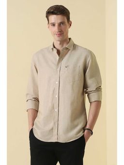 Allen Solly - Men Beige Classic Fit Textured Full Sleeves Casual Shirt